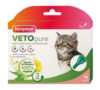 BEAPHAR - VETOPURE - Pipettes répulsives antiparasitaires pour Chaton - Extraits de Margosa - Contre Les puces, tiques et moustiques - Protection 3 Mois - Facile à appliquer - 3 pipettes