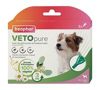 BEAPHAR - VETOPURE - Pipettes répulsives antiparasitaires pour petit chien (<15 kg) - Aux extraits d'Eucalyptus et de Pyrèthre - Contre les puces, tiques et moustiques - Protection 3 mois - 3 pipettes