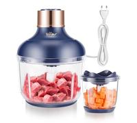 Bear 0,6l + 2L Hachoir Electrique Bol Préparation, Hachoir Multifonction 2 Vitesses, 4 Lames Acier Inoxydable, avec récipient en verre,Base AntidéRapante, Pour Viande, LéGumes, Fruits, Fruit Sec