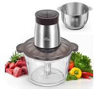 Bear 2L+1.8L Hachoir Électrique En Acier Inox, 600w 2 Vitesses, 4 Lames En Acier Inoxydable, Coupe Julienne Dans Un Récipient En Verre Pour La Viande, Les Aliments Pour Bébés, Les Fruits, Les Légumes