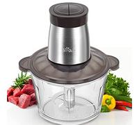 Bear 2L Hachoir Électrique Mini, Fonction Pulse D'Une Seule Main, 2600r/Min, 2 Vitesses, Hachoir Avec 4 Lames En Acier Inoxydable, Récipient En Verre Pour Viande, Aliments Pour Bébés, Légumes