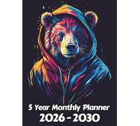 Bear 5 Year Monthly Planner: Large 60 Month Sunday to Saturday Calendar | Gift For People Who Love Forest Animals, Wildlife Lovers | Ideal for ... and Busy Individuals | 8.5 x 11 Inches | v1