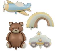 Bear Airplane Rainbow Car Balloon Set ¿ Birthday Balloons Birthday Decoration Party Balloons ¿ Birthday Decoration For Boy Girl ¿ Balloons Set
