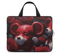 Bear Among The Roses - Housse pour ordinateur portable ultra fine et étanche de 17 pouces - Sac de protection portable avec dragonne