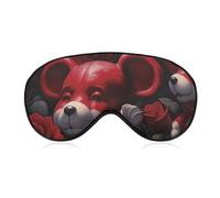 Bear Among The Roses Masque de sommeil avec sangle réglable, confortable et doux pour bloquer la lumière, léger et respirant pour homme et femme