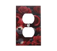 Bear Among The Roses - Plaque murale standard américaine avec vis - En acier inoxydable résistant à la chaleur et aux chocs pour décoration d'intérieur