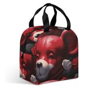 Bear Among The Roses Sac à déjeuner pour adulte, sac fourre-tout isotherme étanche avec fermeture éclair et plusieurs poches, grande capacité pour bureau, travail, pique-nique