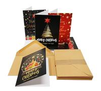 Bear and Bee 24 cartes de Noël dorées épaisses avec finition dorée spéciale et enveloppes en papier kraft recyclé