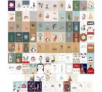 Bear and Bee Lot de 100 cartes postales de Noël, 100 motifs différents - Cartes postales de Noël (dos vierge)