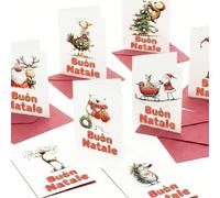 Bear and Bee Lot de 30 Biglietti di Natale en Italiano A6 con Buste Bianche - Biglietti Festivi per Auguri delle Feste