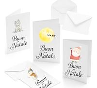 Bear and Bee Lot de 30 Biglietti di Natale en Italiano A6 con Buste Bianche - Biglietti Festivi per Auguri delle Feste