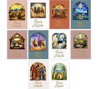 Bear and Bee Lot de 30 Biglietti di Natale Religiosi A6 con Vetrate - 15 Design Cristiani con Buste Bianche