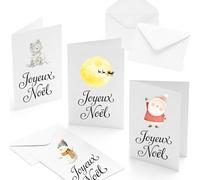 Bear and Bee Lot de 30 cartes de Noël en Français A6 avec Enveloppes Blanches - Cartes Festives pour les Vœux des Fêtes