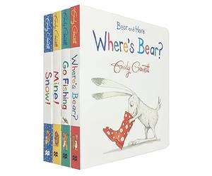 Bear and Hare Series 4 Books Collection Set By Emily Gravett (Bear and Hare : Mine!, Bear and Hare : Where's Bear?,Bear and Hare : Go Fishing & Bear and Hare : Snow!) - Emily Gravett