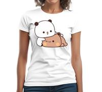 Bear and Panda Bubu Dudu T-Shirt Classique à Manches Courtes et Col Rond pour Femme Blanco Small