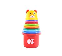 Bear Baby Educational Toys, empilement de tasses de nidification Construire des jouets pour les enfants, empiler des tasses Bâtiment de bébé 9 pièces pour enfants avec des personnages et des let