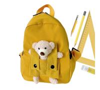 Bear Backpack Kids, Spacious Kindergarten Knapsack Adjustable Straps Zipper Closure, Ideal For Preschool Boys, Outdoor Trips, Camping, Daily School Commute, Travel Use, 27x21x10cm Yellow Pink