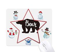 Bear Black and White Animal Christmas Snowman Family Star Mouse Pad