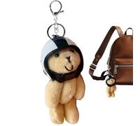 Bear Charm for Purse - Bear Stuffed Animal Keychain with Helmet | Animal Key Chain for Women Travel Decoration Home Schoolbag Backpack Purse