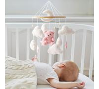 Bear Cloud Star Babyy Mobile - Ornement Suspendu Pour Berceau, Sucette Rotative, Décor Esthétique De Pépinière | Chambre À Coucher Pour Bébés Filles Et Garçons, Accessoire De Lit De Bébé, Confort De S