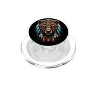 Bear Coiffe Indienne Indienne avec Plumes et Ours Tribaux PopSockets PopGrip pour MagSafe
