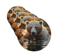 Bear Crossing The River Lot de 4 désodorisants de voiture à suspendre à la lavande - Feuilles parfumées à suspendre - Forme ronde - Pour voiture, maison, bureau, placard, salle de bain