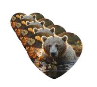Bear Crossing The River Lot de 4 désodorisants de voiture à suspendre à la lavande - Feuilles parfumées en forme de cœur pour voiture, maison, bureau, placard, salle de bain