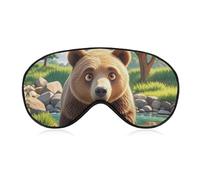 Bear Crossing The River Masque pour les yeux pour homme et femme, respirant et réglable, masque de sommeil ultra doux, bandeau de voyage léger pour avion, sieste, sommeil nocturne