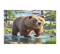 Bear Crossing The River Petit tapis lavable avec envers en caoutchouc antidérapant pour cuisine, chambre à coucher, salle de bain, décoration de sol