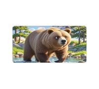 Bear Crossing The River Sous-main de bureau grand sous-main imperméable avec base en caoutchouc antidérapant multifonction pour souris, clavier, tapis d'ordinateur pour la maison et le bureau