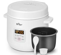 Bear Cuiseur à riz multifonction 2 tasses non cuit 300 W Blanc | Cuiseur à riz électrique avec fonction de maintien au chaud, fonction préréglée, mini cuiseur à riz électrique