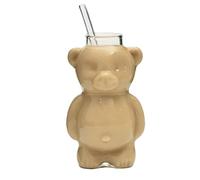 Bear Drinking Cup - 5.5x3.2x1.5in Clear Glass Mug, Multipurpose Cartoon Drinkware, Long Lasting Comfortable Grip Bottle | Multifunctional Hot Coffee Cold Tea Milk Juice Tumbler For Desk