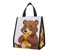 Bear Eating - Sac à déjeuner isotherme pour homme et femme, grand sac d'épicerie réutilisable, grand sac isotherme étanche et pliable pour le travail, le camping, le pique-nique