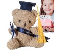 Bear - en peluche de luxe de 5,1 pouces avec casquette et diplôme, joli souvenir d'animaux | Cadeau souvenir de remise des diplômes, décoration de bureau pour étudiants, jardin d'Inf