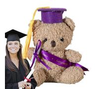Bear - en peluche de luxe de 5,1 pouces avec casquette et diplôme, joli souvenir d'animaux | Cadeau souvenir de remise des diplômes, décoration de bureau pour étudiants, jardin d'Inf