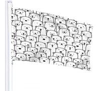 Bear Flag 3x5 FT Cute Animal Winter Snow Cartoon Arctic Polar Bears Outdoor Flags Large Welcome Yard Banners Home Garden Yard Lawn Decor Black White