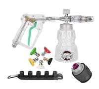 BEAR FORCE Kit de pistolet de nettoyage haute pression transparent pour voiture avec canon à mousse 1/4" Quick Plug 1L et 5 embouts et connecteur de tuyau pour Lavor, Vax, Elitech, pour lavage de