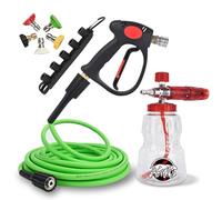 BEAR FORCE Pistolet pulvérisateur et canon à mousse de 907,2 g et tuyau résistant aux plis de 9,8 m, pistolet à eau et tuyau d'eau, pour lavage de voiture, nettoyage de voiture, pour la plupart des
