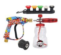 BEAR FORCE Pistolet pulvérisateur M22 ID14MM rapide 6,35 mm, 5 embouts, support buse, convertisseur, lavage voiture