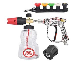 BEAR FORCE Pistolet pulvérisateur pour nettoyeur haute pression M22-ID14 mm et connecteur rapide 1/4" - Ensemble de lance à mousse pour Bosch, Nilfisk, STIHL, pour nettoyeur haute pression Gerni