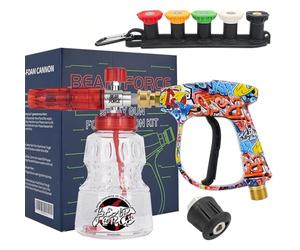 BEAR FORCE Pistolet pulvérisateur pour nettoyeur haute pression M22-ID14mm et lance à mousse 1 L avec buse kit, compatible avec Lavor, Lavor Wash Lidl, Vax, Parkside, Sterwins, Deko