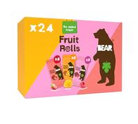 BEAR Fruit Rolls Paquet Assortiment | 100% Ingrédients Naturels | 24 x 20g | Goûter Sain pour Enfants & Adultes | Sans Sucres Ajoutés | 480g