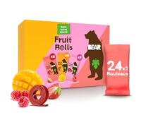 BEAR Fruit Rolls Paquet Assortiment | 100% Ingrédients Naturels| Sans Sucres Ajoutés | Goûter Sain pour Enfants & Adultes | 24 Sachets de 20g | 480g