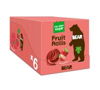 BEAR Fruit Rolls Saveur Fraise | 100% Ingrédients Naturels | Sans Sucres Ajoutés | Goûter Sain pour Enfants & Adultes | 30 Sachets de 20g | 600g