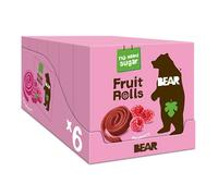 BEAR Fruit Rolls Saveur Framboise | 100% Ingrédients Naturels | Sans Sucres Ajoutés | Goûter Sain pour Enfants & Adultes | 30 Sachets de 20g | 600g