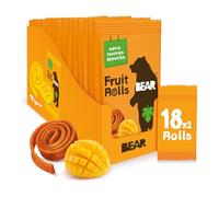 BEAR Fruit Rolls Saveur Mangue | 100% Ingrédients Naturels | Sans Sucres Ajoutés | Goûter Sain pour Enfants & Adultes | 18 Sachets de 20g | 360g