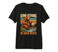 Bear Gone Fishing Be Back Never Outdoors T-Shirt Haut de Gamme