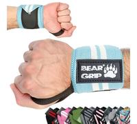 Bear Grip - Bandes de soutien pour poignets lors de la musculation, (Vendues par paire) (Bleu Bébé)
