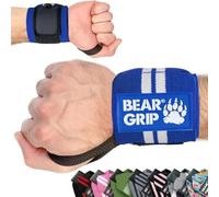 BEAR GRIP - Bandes de soutien pour poignets lors de la musculation, (Vendues par paire) (Bleu Royal)