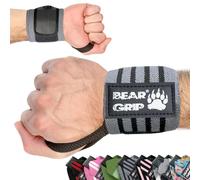 Bear Grip - Bandes de soutien pour poignets lors de la musculation, (Vendues par paire) (Gris Noir)